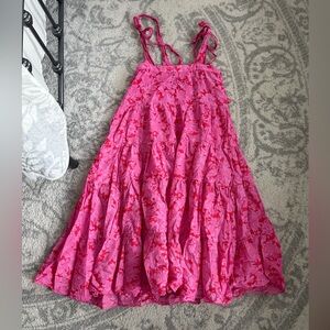 Vibrant Pink Floral Midi Dress